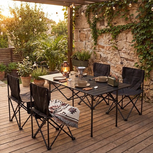 Foldable camping table roll - foldable, roll-up